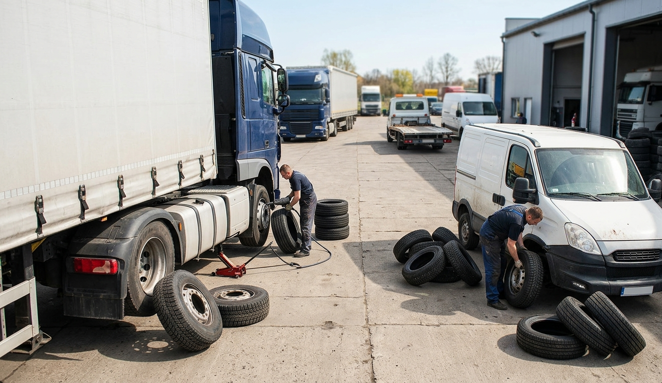 Letnia wymiana ogumienia w firmie transportowej – ciężarówki to nie wszystko